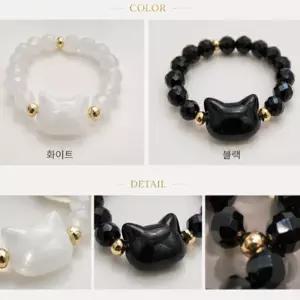 비즈 반지 구슬 고양이 캐릭터 악세사리 커플링 우정반지 패션 ring