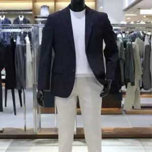 간절기룩 바쏘 25 NEW 여름필수 구김제로 사방스판 시어서커 Cool AIR 남성콤비자켓 다크네이비