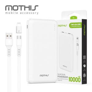 MOTHIS 모디스 최대 10W 슬림 듀얼 보조배터리 파워뱅크 10000mAh / C타입 케이블 + 8핀 젠더