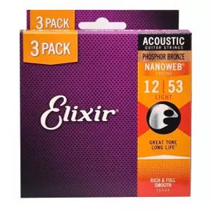 엘릭서 통기타줄 16545 (12-53) 포스포 브론즈 3팩 라이트 Phosphor Bronze 3 Pack Light 통기타 스트링 Elixir