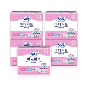 쏘피 바디피트 생리대 볼록맞춤 중형 날개형 16p X5팩
