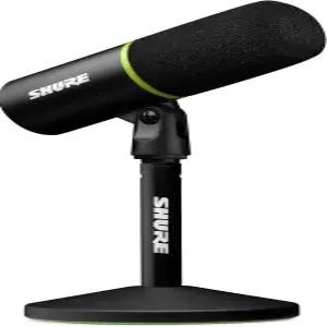 Shure MV6 게이밍 마이크 - 탭 투 뮤트 노이즈 캔슬링 데스크톱 스탠드 및 3.5mm 헤드폰 모니터링 블랙