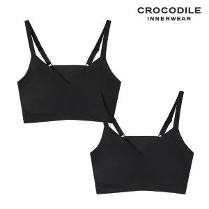 [크로커다일] 쿨라이트 실키핏 일체형 스트랩 브라 2종 블랙 CDWBR6N49_2