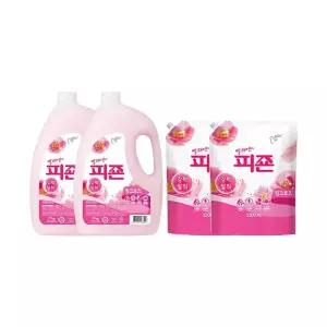 피죤 섬유유연제 용기 핑크로즈 3.1L, 2개 + 리필 2.3L, 2개