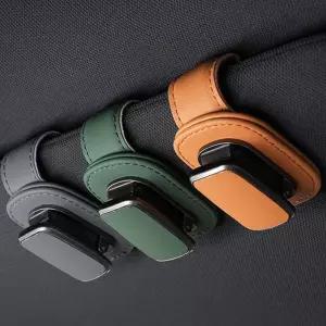 차량용 안경 썬글라스 슬림핏 홀더클립 자석 마그네틱 썬바이저 가죽 선글라스 거치대