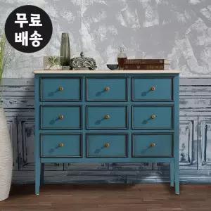 퓨어 원목 서랍장 엔틱 9칸 거실 3단 체스트 거실