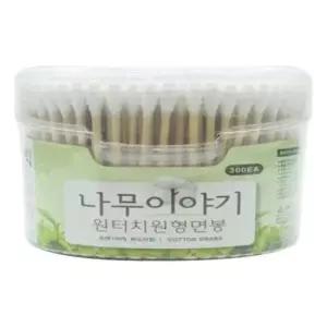 회오리면봉 나무스틱 원터치 면봉 원형 귀이개 화장 300EA