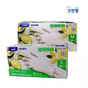 크린랩 크린 라텍스 장갑 S M L 100매 일회용 장갑 의료용 수술용 실험용 요리용