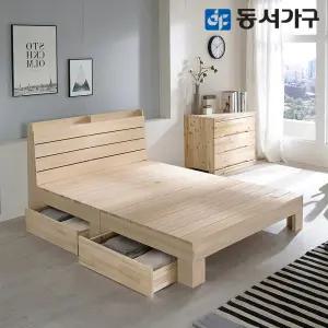 동서가구 순수 히노끼 수납헤드 편백나무 100% 프레임 2서랍 수납침대 슈퍼싱글 SS (매트제외) DF642831