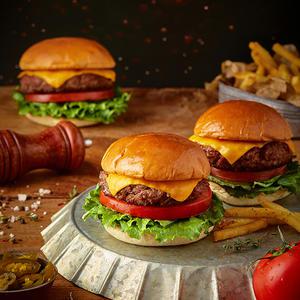 [담짜몰] 100% Beef 정통 미국식 수제 치즈 햄버거 밀키트(3인분/740g) 캠핑 요리 햄버거 수제버거 만들기