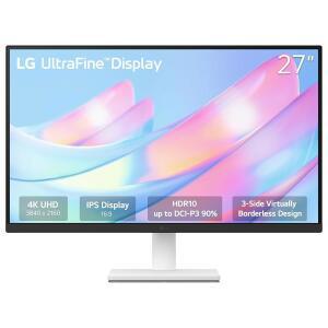 LG 27US500-W 초미세 모니터 27인치 4K UHD (3840x2160) HDR10 IPS 무경계 디자인 리더 모드 플리커 안전 스위치 앱 HDMI 디스플레이포트 - 흰색
