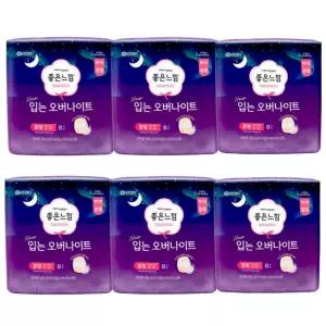 좋은느낌 입는 오버나이트, 중형, 8매, 6개