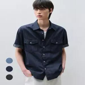 드로우핏 젠플록스X드로우핏 린넨 데님 롤업 셔츠 3color