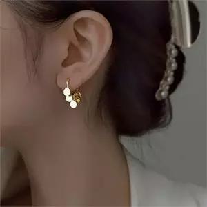 여성 원터치 귀걸이 데일리 포인트 주얼리 여성 귀걸이 선물 캐주얼 탬버린 잎사귀 드롭 패션 귀찌