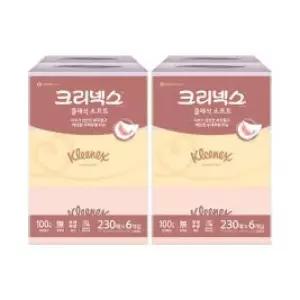 230매 화장지 천연펄프 미용티슈 2개 6입 클래식 2겹 크리넥스 소프트