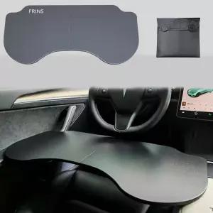 테슬라 모델 Y/3/X 액세서리용 접이식 자동차 책상 PU 가죽 테이블 트레이 미끄럼 방지 안정적인 데스크톱