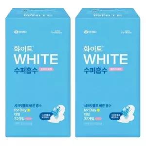 [화이트] 화이트 수퍼흡수 대용량생리대 울트라슬림 대형 32Px2팩