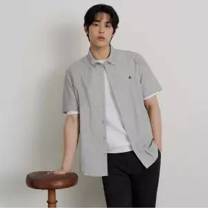 빈폴 26SS OFF빈폴 시어서커 마이크로 깅엄 반소매 셔츠 블랙 BC6465C425 BC6465C4 1247488