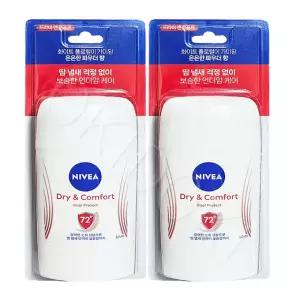 니베아 데오드란트 스틱 드라이 앤 콤포트 50ml x 2개 은은한 파우더향