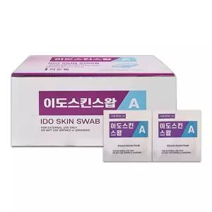 국산 이도팜 이도스킨스왑A 100매 1통/알콜솜/일회용/소독솜/알코올/스왑/알콜/스킨 비상 케어 가정용