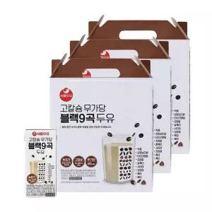 [셀러허브]서울우유 고칼슘 무가당 블랙9곡 두유 190ml 48팩-칼슘250mg 60Kcal 무설탕 (S37852555)