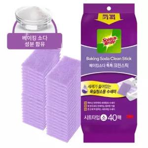 3M 스카치브라이트 욕실청소용 베이킹소다 크린스틱 시트타입 소형 40매