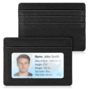 핀티 슬림 미니멀리스트 프론트 포켓 지갑 RFID 차단 신용카드 홀더 카드 케이스 남성용 ID 창 블랙