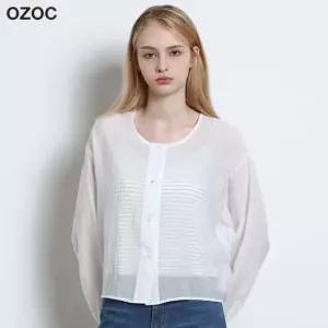 오조크 라운드넥 시스루 블라우스 나시세트