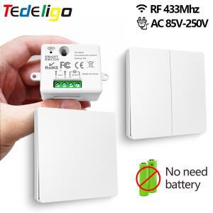 433Mhz 무선 원격 컨트롤러 전등 스위치 220V 미니 소형 릴레이 및 자체 전원 푸시 버튼 벽 패널 방수 키네