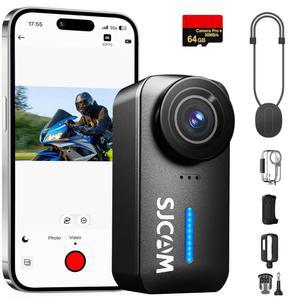 SJCAM C110 소형 4K 웨어러블 바디 카메라 64GB 방수 스포츠 POV 헬멧 배터리 장착을 핸즈프리 30M 안정화 액션 EIS 위한 자전거 카드 카메라 수중