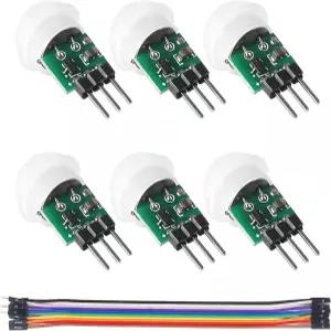 6PCS AM312 미니 센서 모듈 적외선 모션 자동 감지기 DC 2.7~12V(아두이노용 10핀 와이어 포함)