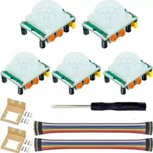 Ransanx HC-SR501 PIR 모션 센서 모듈 5PCS 아르두이노 라즈베리 파이 조절식 적외선 신체 감지기 DIY