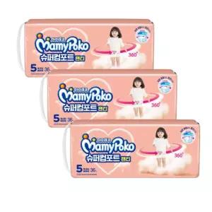 마미포코 슈퍼컴포트팬티 특대형36P x 3팩 여아