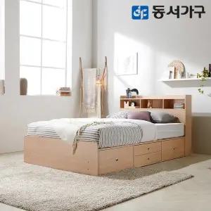 [동서가구][수퍼위크][편백황토숯]비드가 슈퍼싱글 SS 수납헤드 깊은서랍 침대+양면 매트리스 DF643288