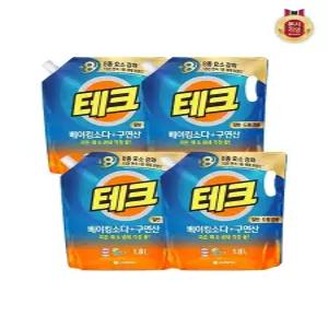 테크 베이킹소다 구연산 액체세제 일반 드럼 겸용 리필 1.8L x 4개