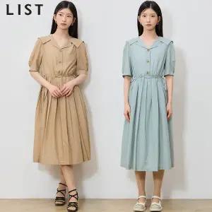 [리스트(LIST)] 바스락 세일러 칼라 셔링 원피스 (택가격: 268000원)