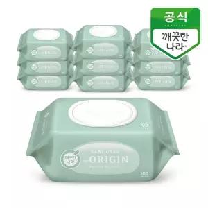 [깨끗한나라] 베이비 케어 디 오리진 물티슈 캡 100매 10개
