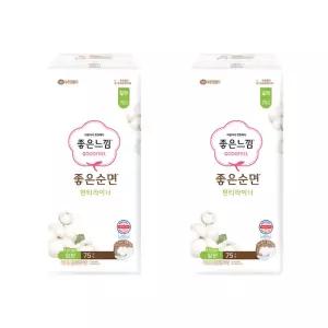 좋은느낌 좋은순면 라이너 일반 75매 x 2개