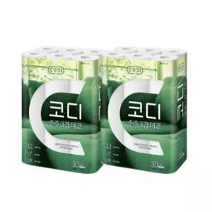 코디 순수 3겹 데코 화장지 30M x 30롤 2팩