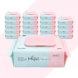미엘 물티슈 클래식 캡형 100매 20팩 평량 50g 플레인