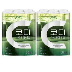 코디 순수 3겹 데코 30Mx30롤x2팩 화장지 휴지 700875