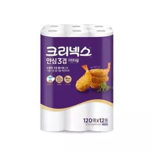 크리넥스 안심 3겹 키친타월 120매 12롤, 2팩