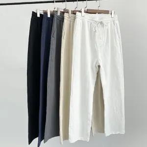 남성용 밴딩바지 린넨 마 여름 슬랙스 팬츠