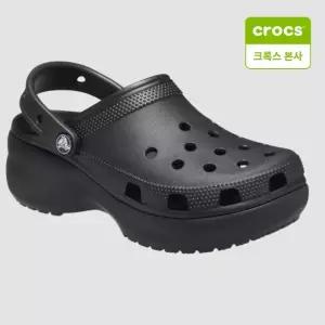 크록스 여성 플랫폼 클로그 206750-001 블랙 키높이