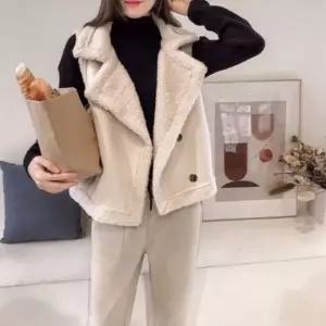 여성 겨울 럭셔리 카라 페이크퍼 방한 무스탕 조끼