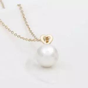 14K GOLD 8mm 진주 하트 금 위아 펜던트 베이직 선물