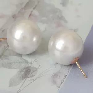 14K 골드필드 핀 16mm 빅 이우 진주 귀걸이 포인트