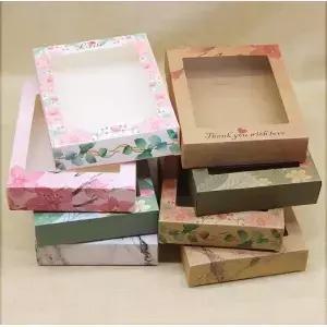 최신 10pcs 크래프트 종이 마블링 감사합니다 창 상자 꽃 인쇄 크리스마스 선물 사탕 결혼식 호의 홈 파티