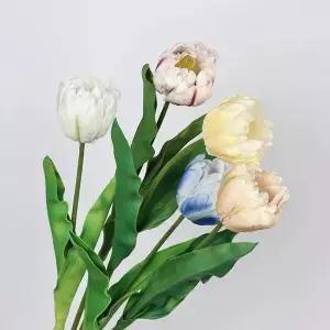 61CM 인조 앵무새 튤립 PU 소재 웨딩 신부 부케 홈 플라워 장식 사진 촬영 소품