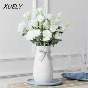Eustoma 플라워 실크 플로럴 웨딩 파티 장식 홈 식탁 꽃꽂이 창 꽃집 용품 4 헤드